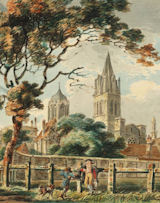 Turner, Christ Church, Oxford, from Merton Fields, detail